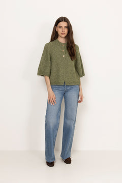 Benuta Fluffy Knit Cardigan - Dusty Green