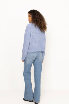 Paulina Fluffy Knit Blouse - Dusty Blue