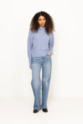 Paulina Fluffy Knit Blouse - Dusty Blue