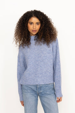 Paulina Fluffy Knit Blouse - Dusty Blue
