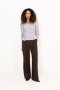 Mocca Smock Check Blouse - Light Blue