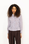 Mocca Smock Check Blouse - Light Blue