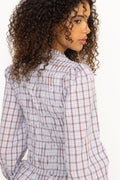 Mocca Smock Check Blouse - Light Blue