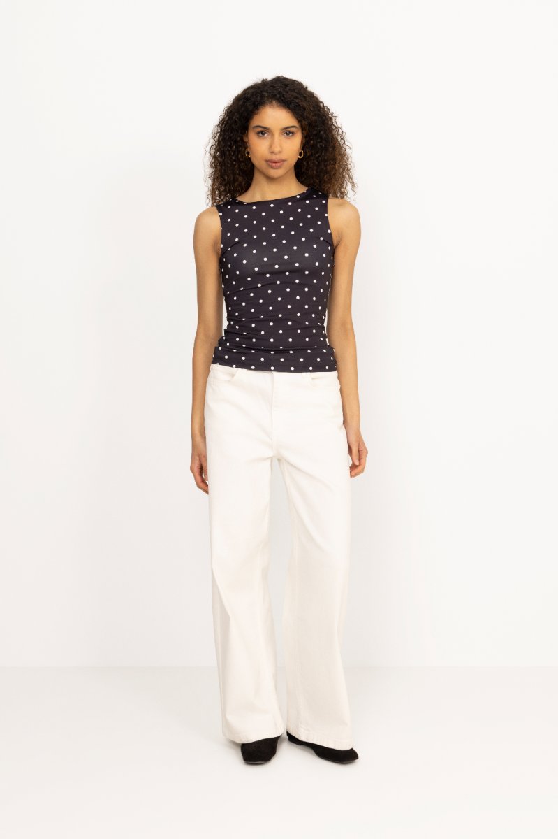 Ditty Jersey Dot Top - Black