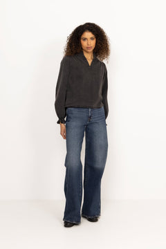 Emmeline Denim Blouse - Black