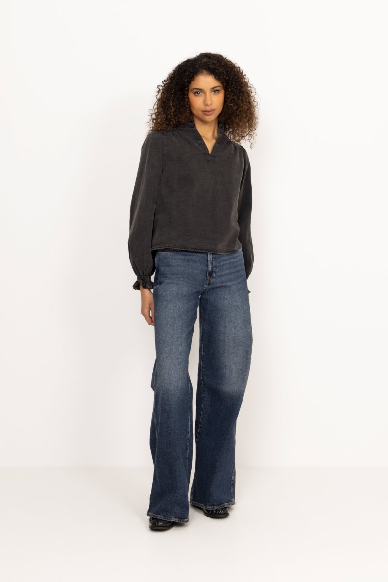 Emmeline Denim Blouse - Black