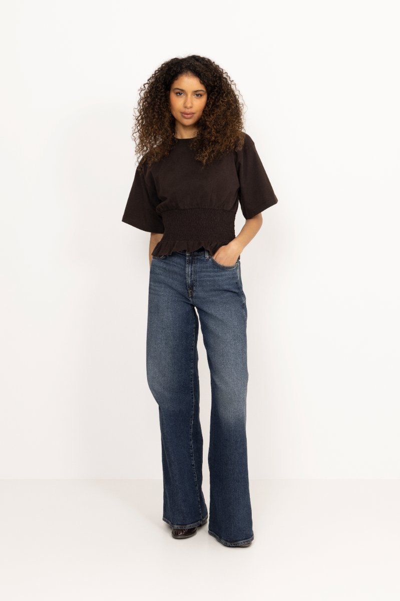 Dray Boxy Smock Tee - Dark Brown