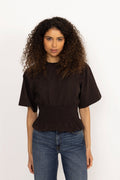Dray Boxy Smock Tee - Dark Brown