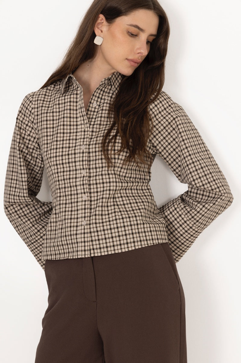 Rosa Checked Shirt - Beige