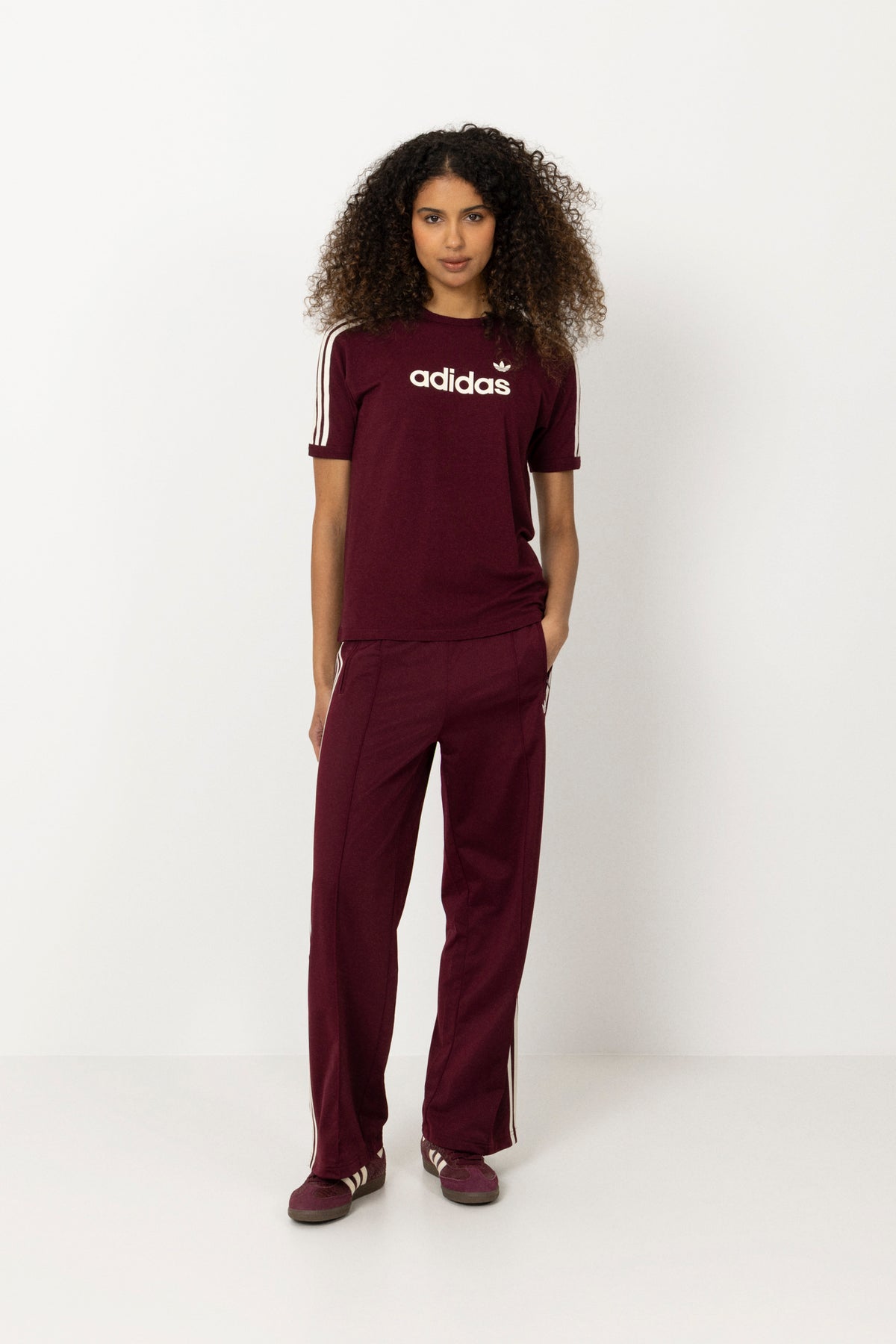 Firebird Loose Track Pant - Maroon/Off White
