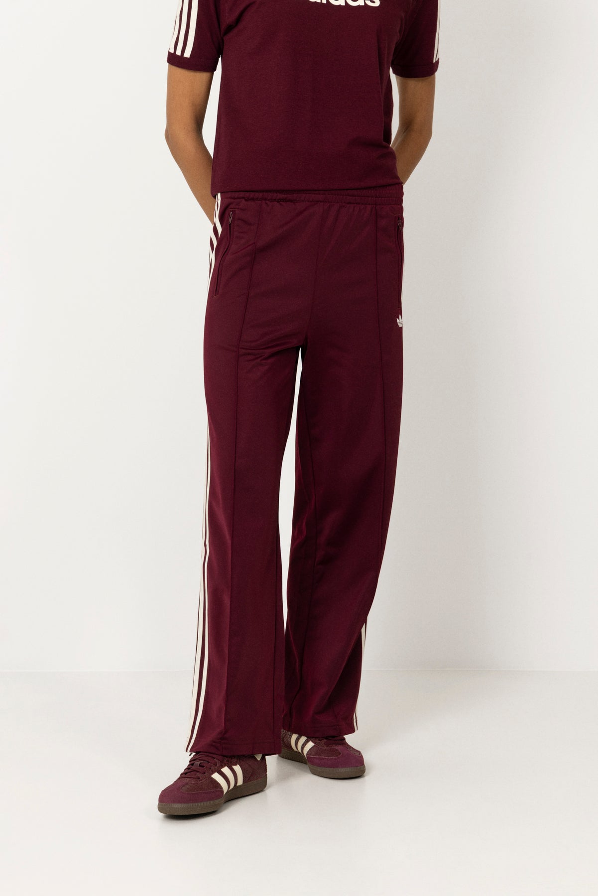 Firebird Loose Track Pant - Maroon/Off White