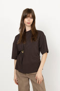 Enora Brooch Tee - Chocolate Torte