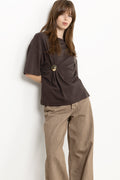 Enora Brooch Tee - Chocolate Torte
