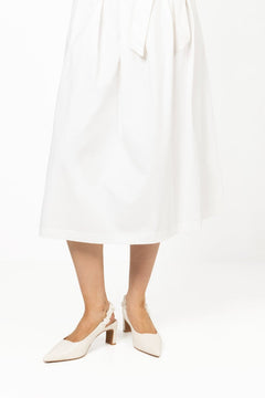 Biamonroe Scrunchie Slingback Faux Leather - Shiny Off White