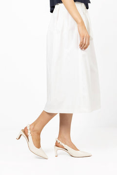 Biamonroe Scrunchie Slingback Faux Leather - Shiny Off White