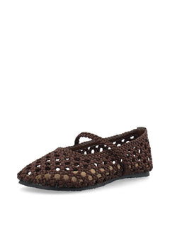 Biastella Mary Jane Crochet Satin - Brown