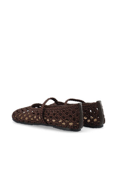 Biastella Mary Jane Crochet Satin - Brown