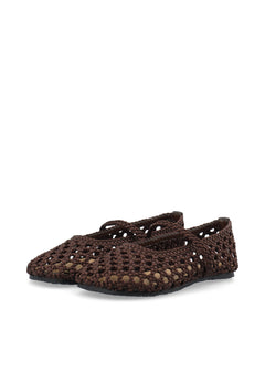 Biastella Mary Jane Crochet Satin - Brown