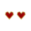 Sarah - Red Heart Stud Earring Stainless Steel - Gold