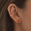 Sarah - Red Heart Stud Earring Stainless Steel - Gold