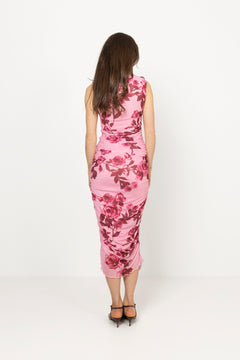 Hilda Mesh Midi Dress - Pink