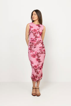 Hilda Mesh Midi Dress - Pink