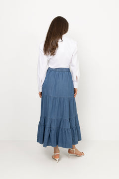 Ellen Denim Maxi Skirt - Blue