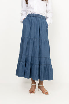 Ellen Denim Maxi Skirt - Blue