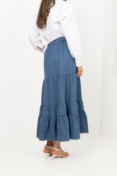 Ellen Denim Maxi Skirt - Blue