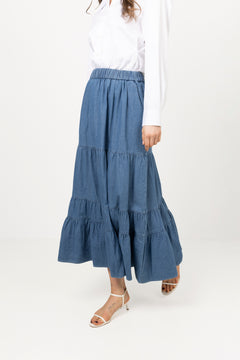 Ellen Denim Maxi Skirt - Blue