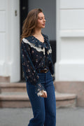 Siri Boho Blus - Flower Navy
