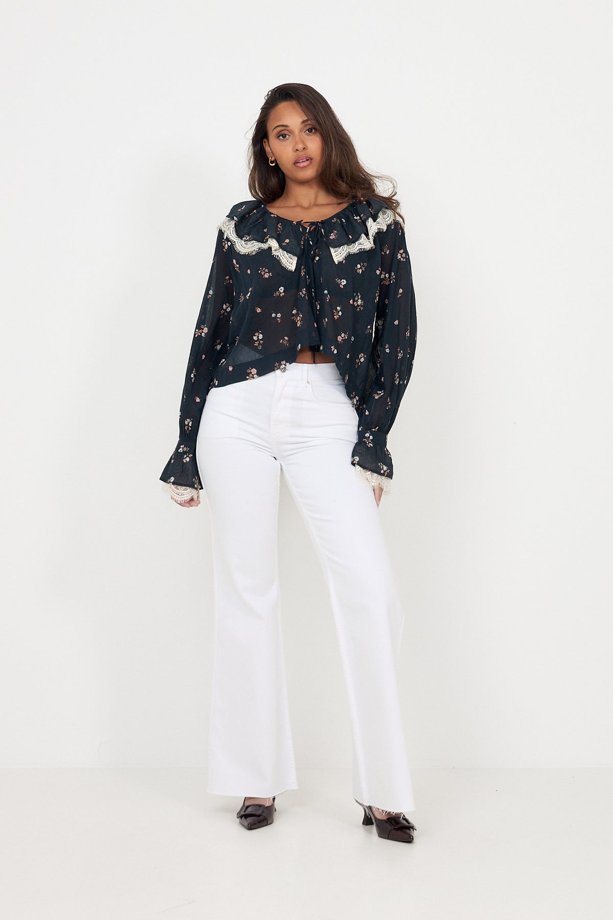 Siri Boho Blus - Flower Navy