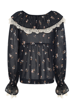 Siri Boho Blouse - Flower Navy