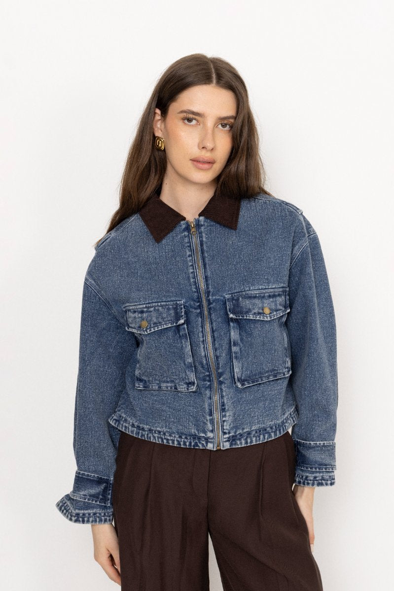 Rikke Boxy Denim Jacket - Blue