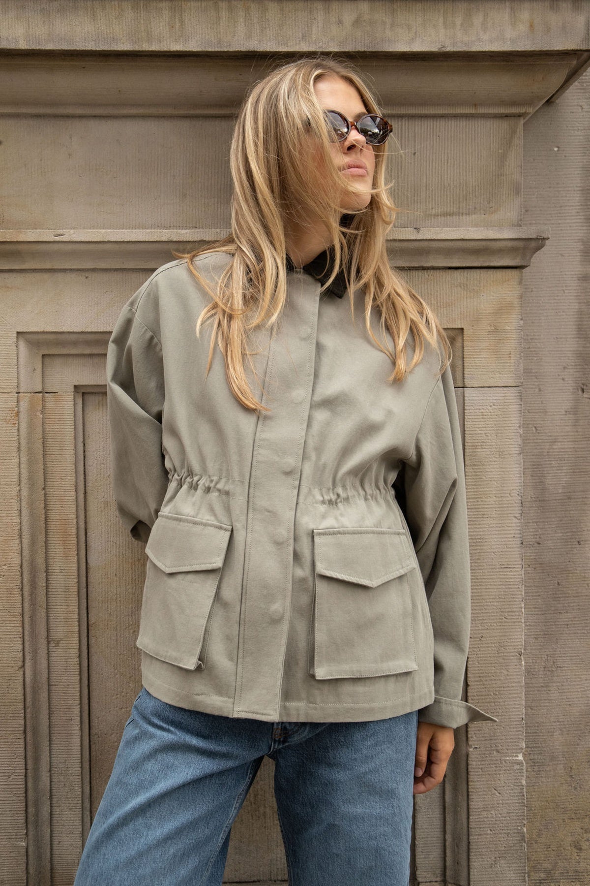 Camilla Cotton Utility Jacket - Light Green