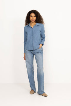 Mattie Flip Denim Shirt - Mid Blue