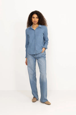 Mattie Flip Denim Shirt - Mid Blue