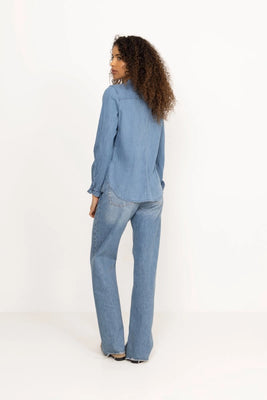 Mattie Flip Denim Shirt - Mid Blue