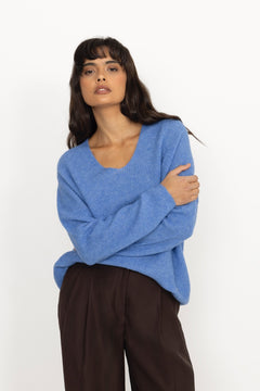 Thora V-Neck Knit - Ultramarine