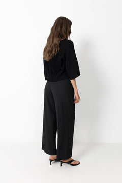 Short Wool Cardigan - Black