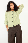 Lulu Ls Knit Short Cardigan - Lint Melange