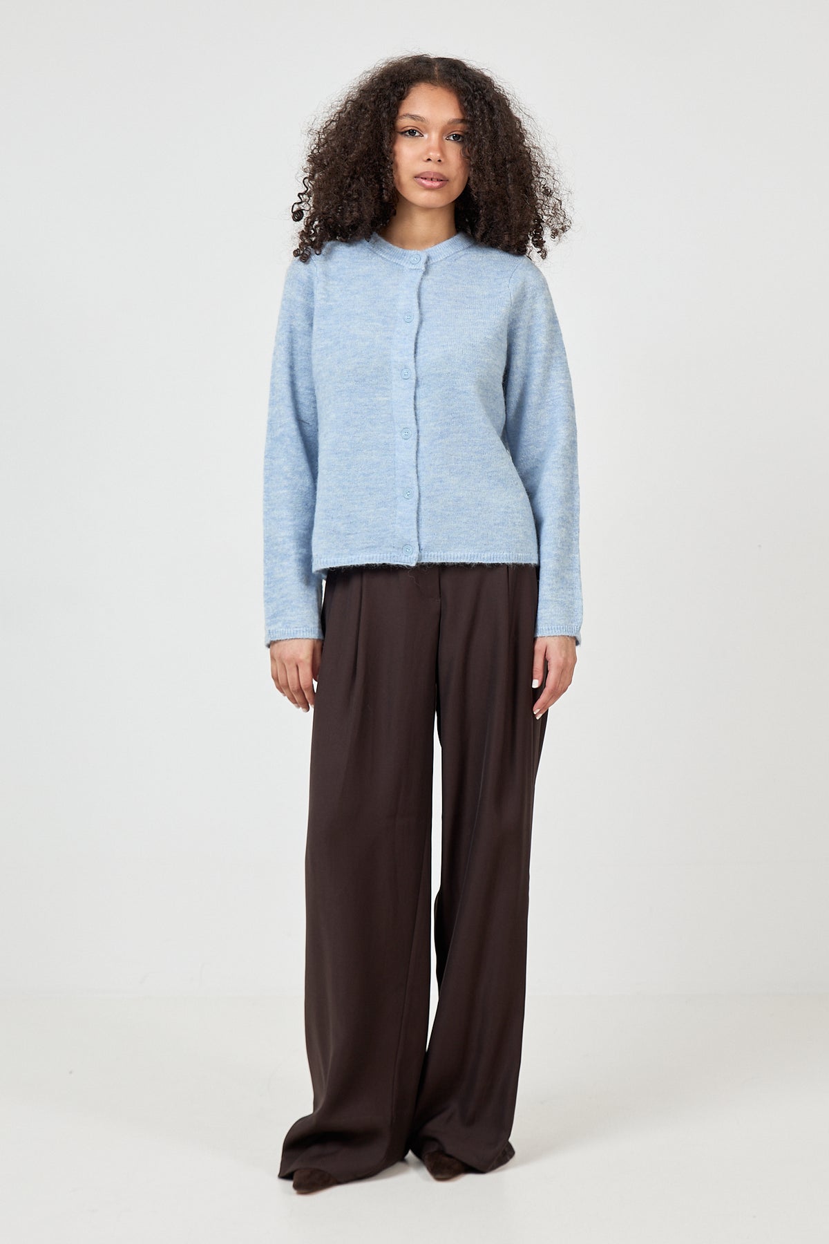Lulu New Ls Knit Cardigan - Cashmere Blue Melange