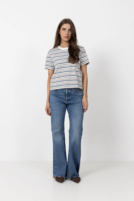 Essential Ss Striped Boxy Tee - Cashmere Blue Multi Stripes