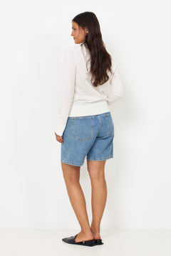 Thea Ls Knit Merino O-Neck - Egret