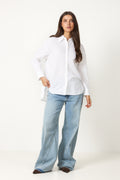 Cleo Oversize Linen Blend Shirt - Bright White
