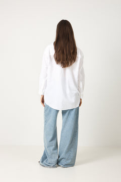 Cleo Oversize Linen Blend Shirt - Bright White