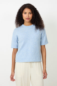 Lulu 2/4 Knit O-Neck - Cashmere Blue Melange