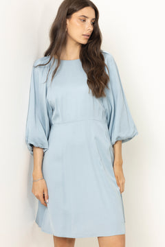 Laurina 3/4 Short Open Back Dress - Dusty Blue