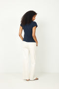 Tenny Ss V-Neck Gathered Top - Dark Sapphire