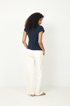 Tenny Ss V-Neck Gathered Top - Dark Sapphire